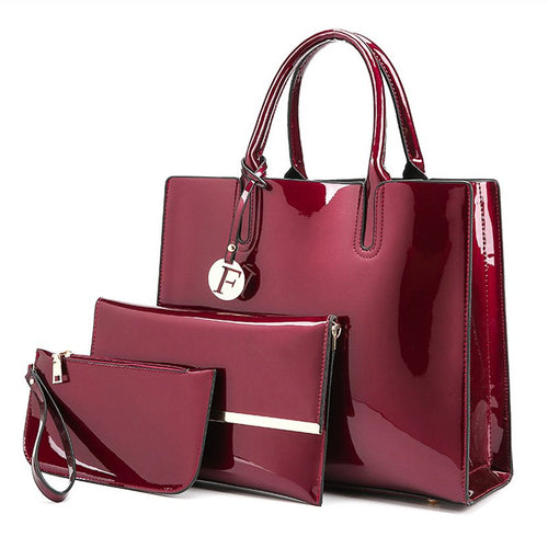 Patent Leather 3 Picecs Handbag Bag